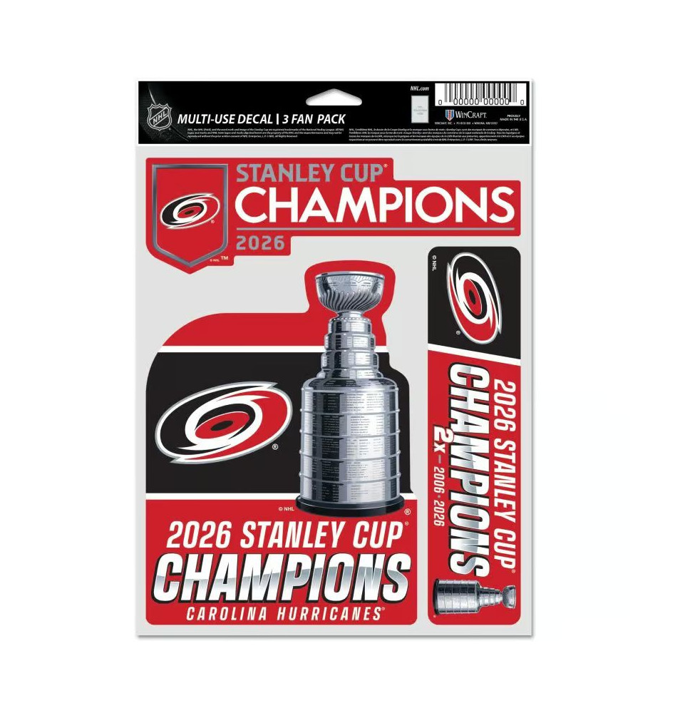 Samolepky 2026 Carolina Hurricanes Stanley Cup Champions