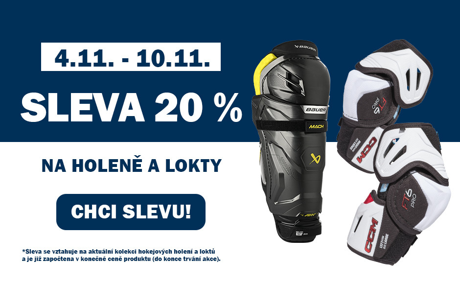 Akce JB SPORT! Využij 20% slevu na aktuální kolekci hokejových holení a loktů od BAUER a CCM.