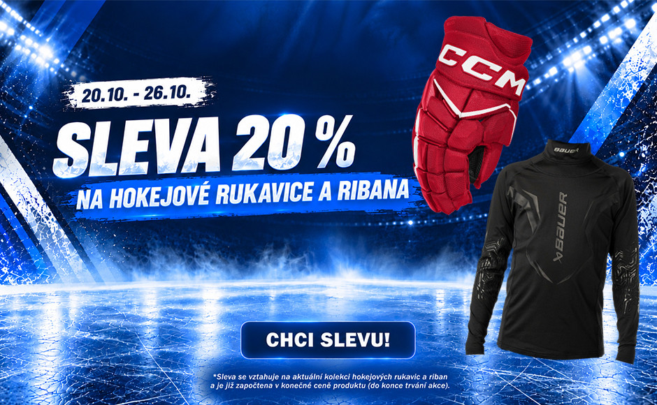 Akce JB SPORT! Využij 20% slevu na aktuální kolekci hokejových rukavic a riban od BAUER a CCM.