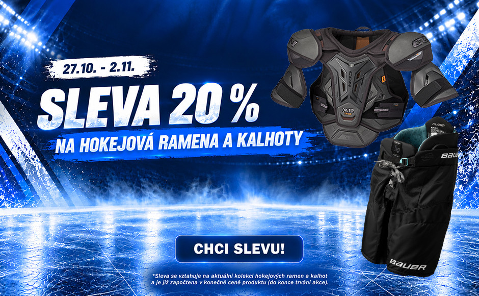 Akce JB SPORT! Využij 20% slevu na aktuální kolekci hokejových ramen a kalhot od BAUER a CCM.